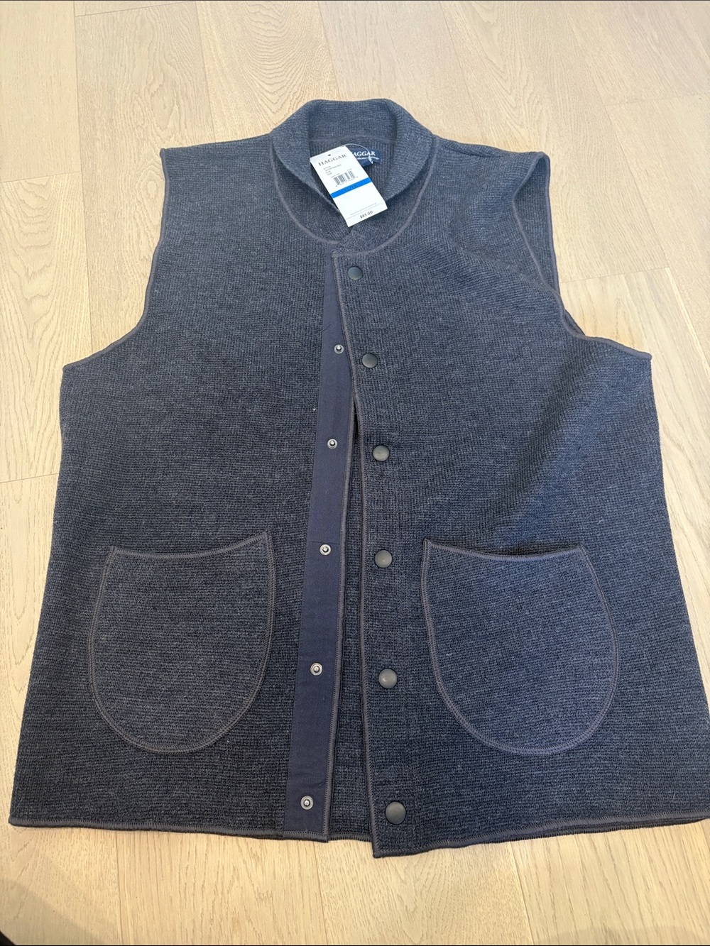 NWT Haggar Navy Button-Front Vest Jacket sXL